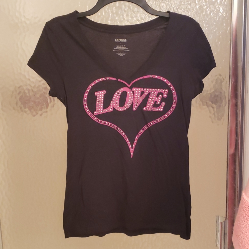 Express Black Graphic Tee, Size Small